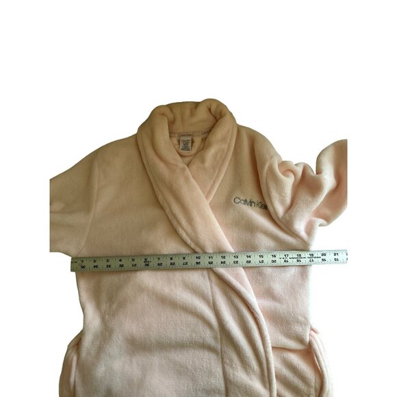 Calvin Klein Womens XS/S Plush Pink Bathrobe Soft Fleece Belted Loungewear - Picture 4 of 5
